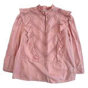 St. Roche Ruffle Long Sleeve Linde‎ Blouse Blush Pink XS Lace Romantic Feminine